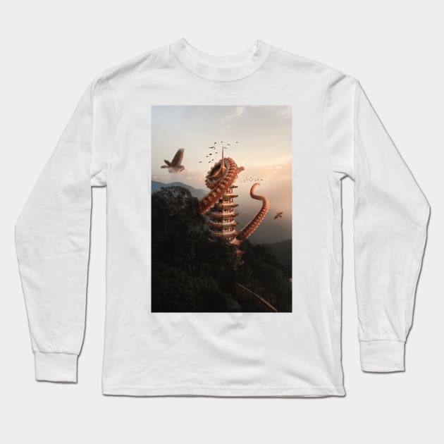 Octopus Temple Long Sleeve T-Shirt by thezairul